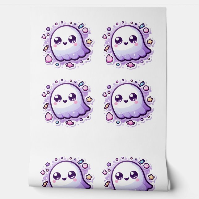 Kawaii Ghost Wallpaper Niedlich Pastell Halloween Tapete (Abrollen)
