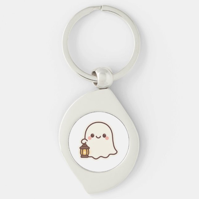 Kawaii Ghost with Lantern - Niedlich Spirit Design Schlüsselanhänger (Vorderseite)