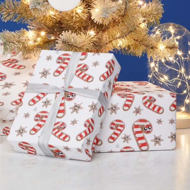 Kawaii Ginger Brot Cookie Geschenkpapier (Feiertage)