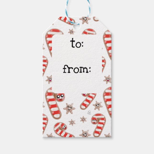 Kawaii Ginger Brot Weihnachten Geschenkanhänger (Vorderseite)