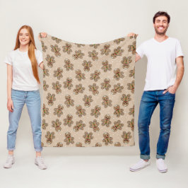 Kawaii Gingerbread Man Pattern Fleecedecke