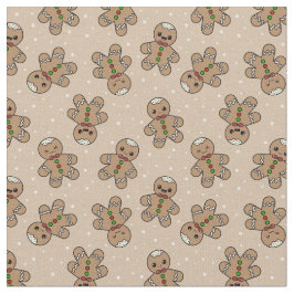 Kawaii Gingerbread Man Pattern Stoff