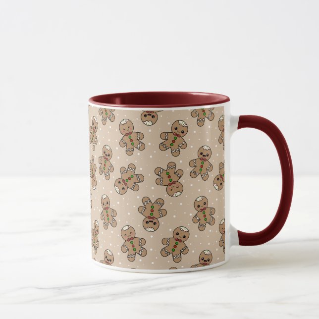 Kawaii Gingerbread Man Pattern Tasse (Rechts)