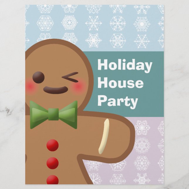 Kawaii Gingerbread Man & Snowflakes Flyer (Vorne)