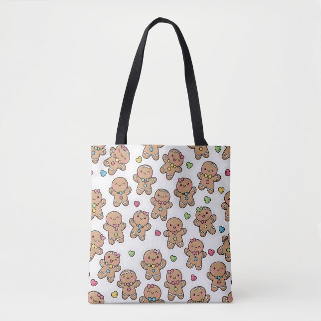 Kawaii Gingerbread Men Christmas Tote Bag (Vorderseite)