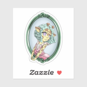 Kawaii Giraffe Anime Girl Aufkleber