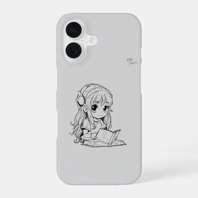 Kawaii Girl iPhone 16 Protective Case – Cute Anime Hülle (Rückseite)
