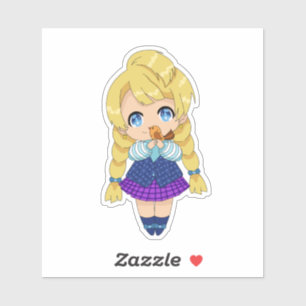 Kawaii Girl mit Bird Aufkleber