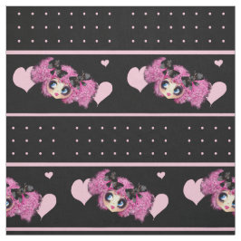 Kawaii Girl PinkP - trendige schwarz-rosa Herzen Stoff