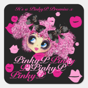 Kawaii Girl Pinky Promise Geschenke für Freunde Quadratischer Aufkleber