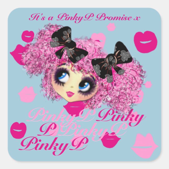Kawaii Girl Pinky Promise Geschenke für Freunde Quadratischer Aufkleber (Vorderseite)