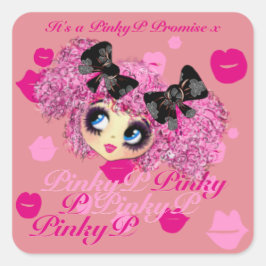 Kawaii Girl Pinky Promise Geschenke für Freunde Quadratischer Aufkleber