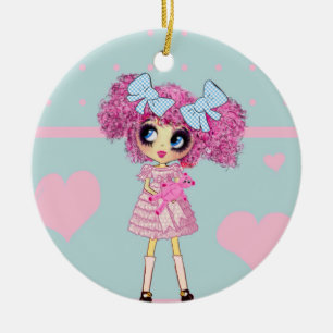 Kawaii Girl PinkyP pastellblau Keramikornament