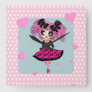 Kawaii Girl PinkyP - Promprinzessin Quadratische Wanduhr