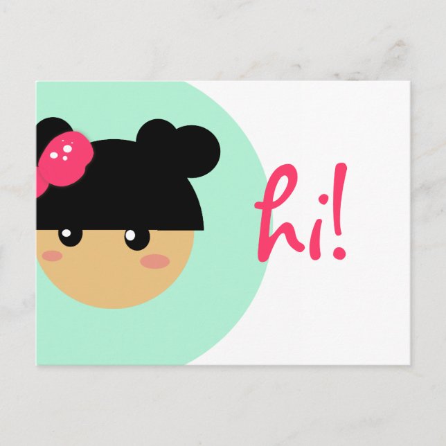 Kawaii-Girl-Postkarte | Papier Postkarte (Vorderseite)