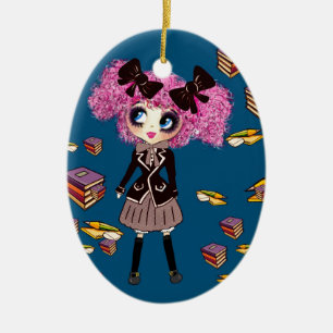 Kawaii Girl Student Geschenke mit PinkyP Keramik Ornament