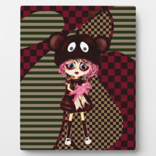 Kawaii Girl, warum so traurig? Kind mit Bär weinen Fotoplatte