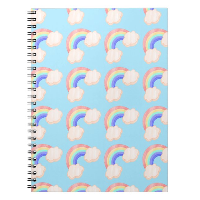 Kawaii Glossy farbenfrohe Regenbogen Blaues Muster Notizblock (Vorderseite)