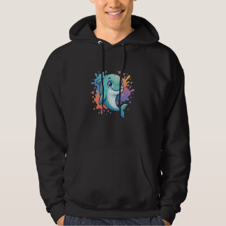 Kawaii Glücklicher Delfin Regenbogen Herzen Spritz Hoodie