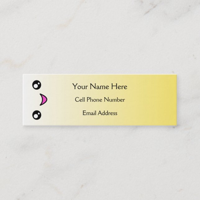 Kawaii glückliches Gesichts-dünne Visitenkarten Mini Visitenkarte (Vorderseite)