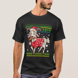 Kawaii Goat Wear Ugly Christmas Sweater T-Shirt