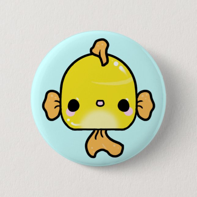 Kawaii Goldfisch (Sie ändern den Hintergrund!) Button (Vorderseite)