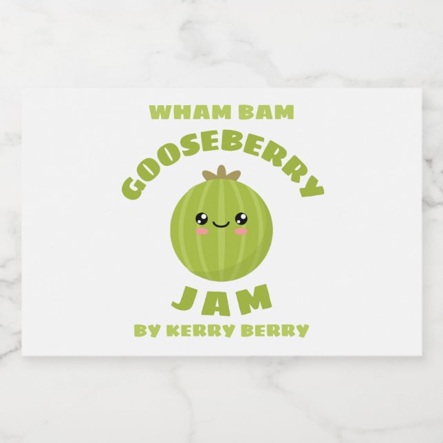 Kawaii Gooseberry Jam Lebensmitteletikett (Einzelnes Label)