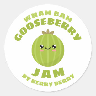 Kawaii Gooseberry Jam Runder Aufkleber