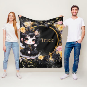 Kawaii Goth Girl Custom Deco Geschenk Gothic Girls Fleecedecke