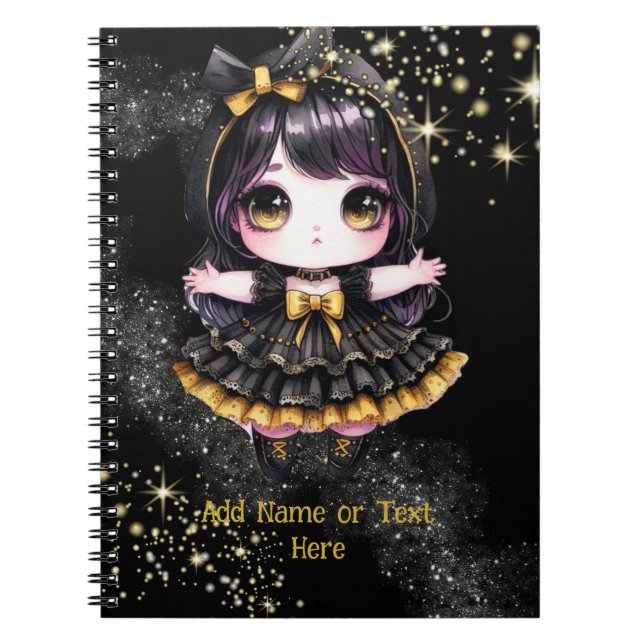 Kawaii Goth Girls Niedlicher Personalisierter Goth Notizblock (Vorderseite)