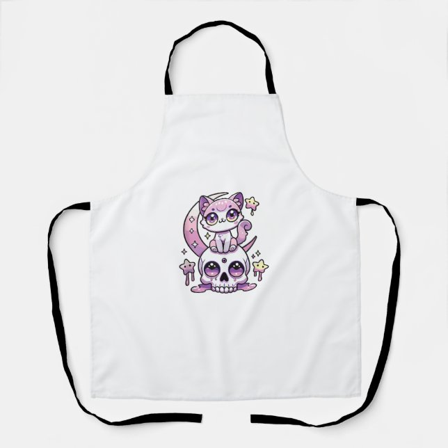 Kawaii Gothic Cat Pastel Gothic Goth Cat _4 Schürze (Vorderseite)