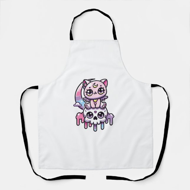 Kawaii Gothic Cat Pastel Gothic Goth Cat Schürze (Vorderseite)