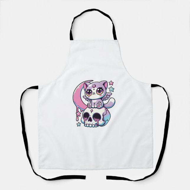 Kawaii Gothic Cat Pastel Gothic Goth Cat Schürze (Vorderseite)