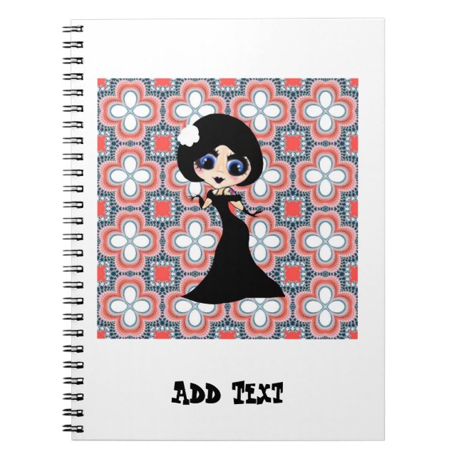 Kawaii Gothic Lolita ArtDeco Girl Notizblock (Vorderseite)