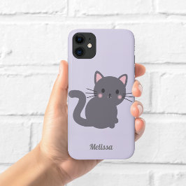 Kawaii Graue Katze Lila Handyhülle Case-Mate iPhone Hülle