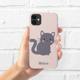 Kawaii Graue Katze Rosa Personalisierte Handyhülle Case-Mate iPhone Hülle