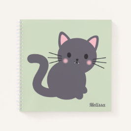 Kawaii Graue Katze Salbei Personalisiertes Notizbu Notizbuch