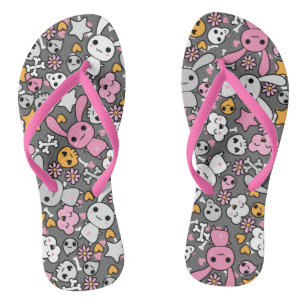 Kawaii-Graumuster Flip Flops