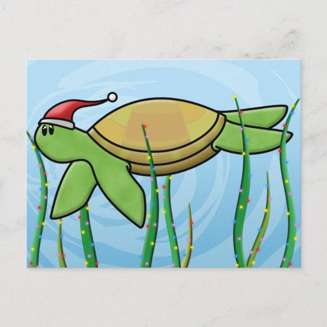 Kawaii Green Sea Turtle Weihnachten (Vorderseite)
