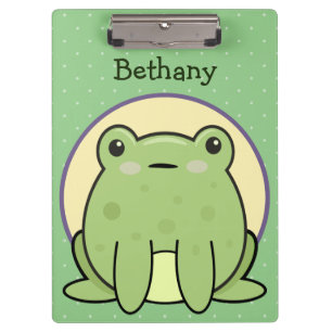 Kawaii Grüner Frosch Personalisiert  Klemmbrett