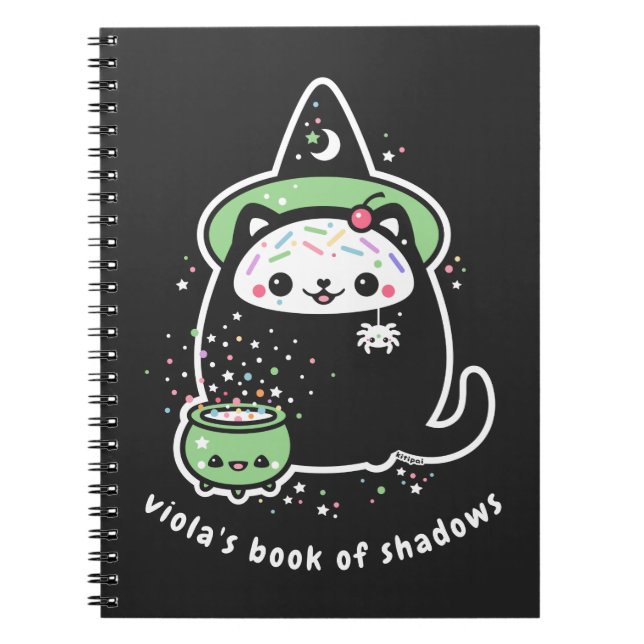 Kawaii Grunge Book of Shadows with Witch Kitty Notizblock (Vorderseite)