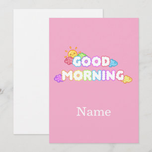 Kawaii Guten Morgen Sonne & Regenbogenwolken Einladung