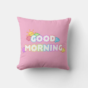 Kawaii Guten Morgen Sonne & Regenbogenwolken Kissen
