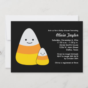 Kawaii Halloween Baby Shower Candy Corn Einladung