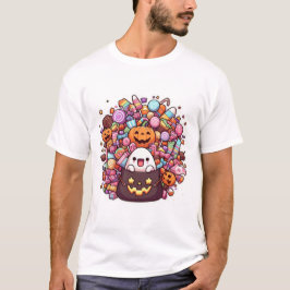 Kawaii Halloween Candy Bucket Niedlich Ghost & Pum T-Shirt