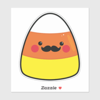 Kawaii Halloween Candy Corn mit Mustache Aufkleber