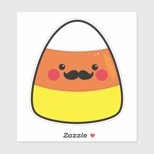 Kawaii Halloween Candy Corn mit Mustache Aufkleber (Blatt)