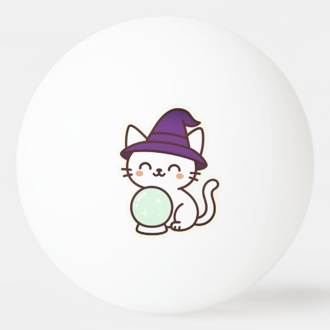 Kawaii Halloween Cat - Magische und Adorable Spook Tischtennisball (Vorderseite)