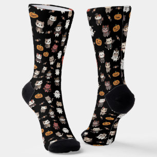 Kawaii Halloween Cat Pattern Socken