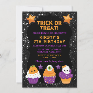 Kawaii Halloween Cupcakes Geburtstag Einladung